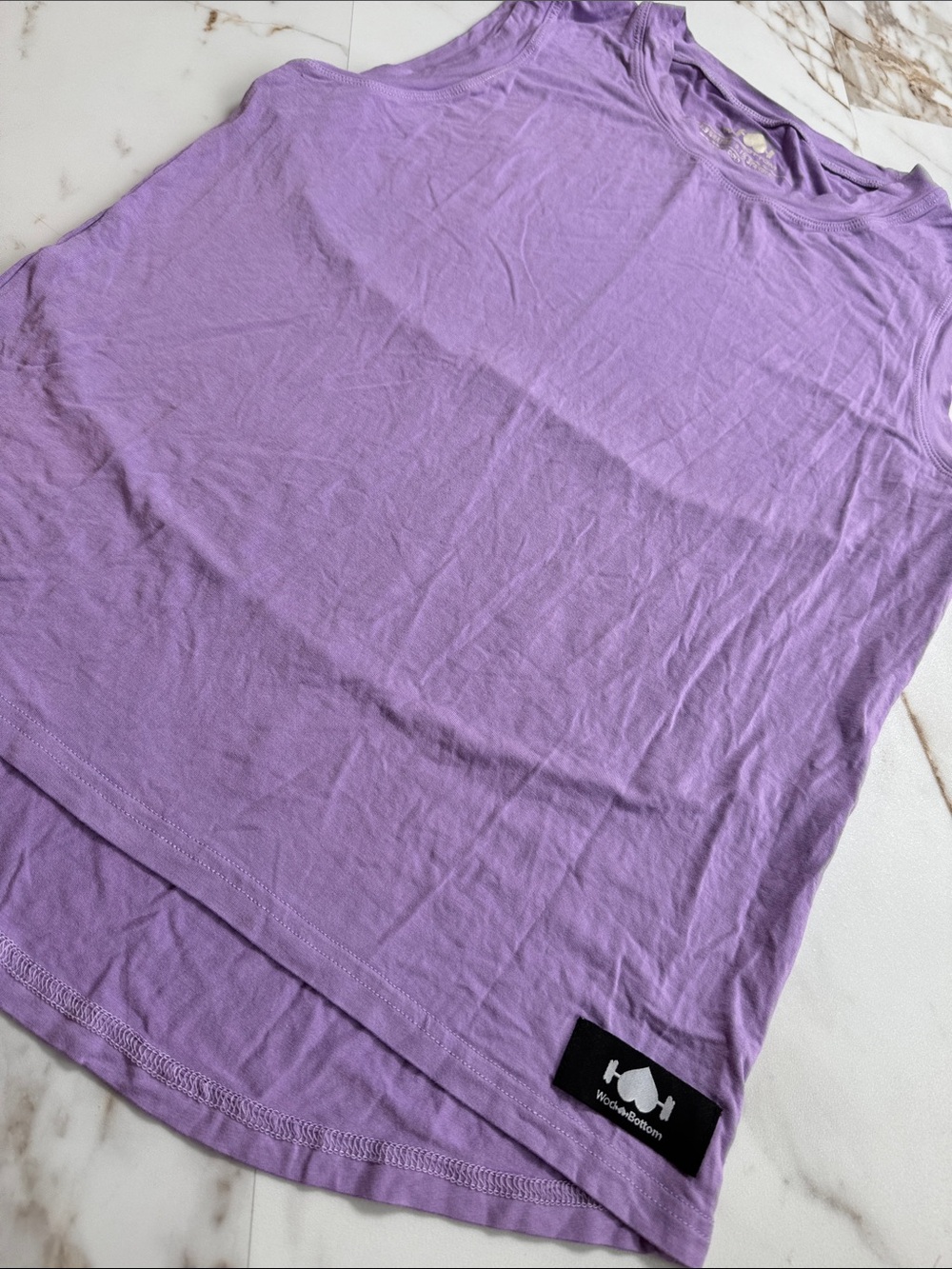 WOD Bottom Purple Tank Top Shirt Sz M Workout Crossfit Logo athletic sporty